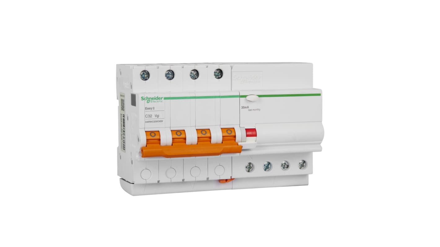 Schneider Electric 32A 4P, 30mA C型剩余电流动作断路器, EA9R系列