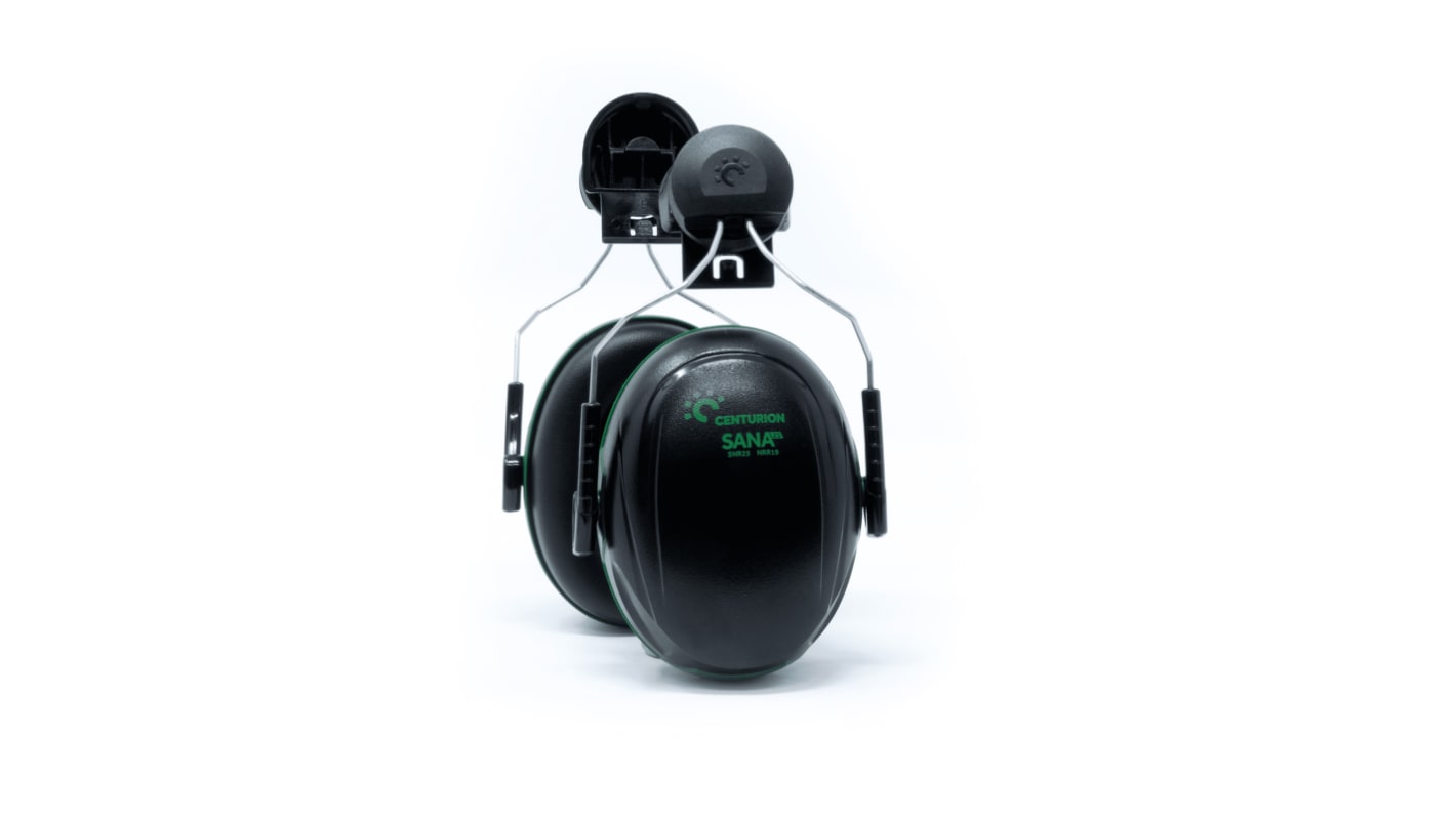 Centurion Safety SANA Ear Defender with Helmet Attachment, 25dB, Black, Green