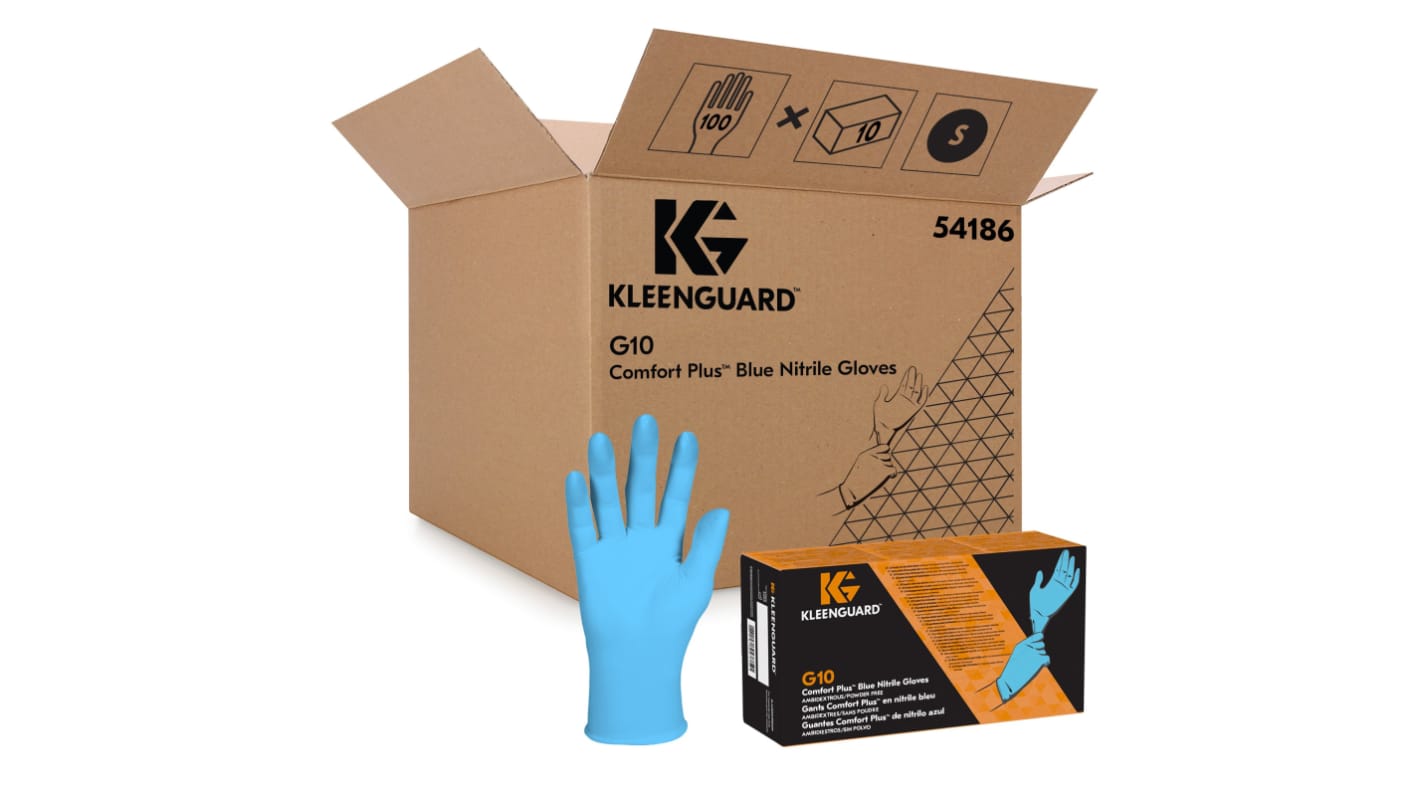 Kimberly Clark G10 Blue Powdered Nitrile Disposable Gloves, Size S, 1000 per Pack