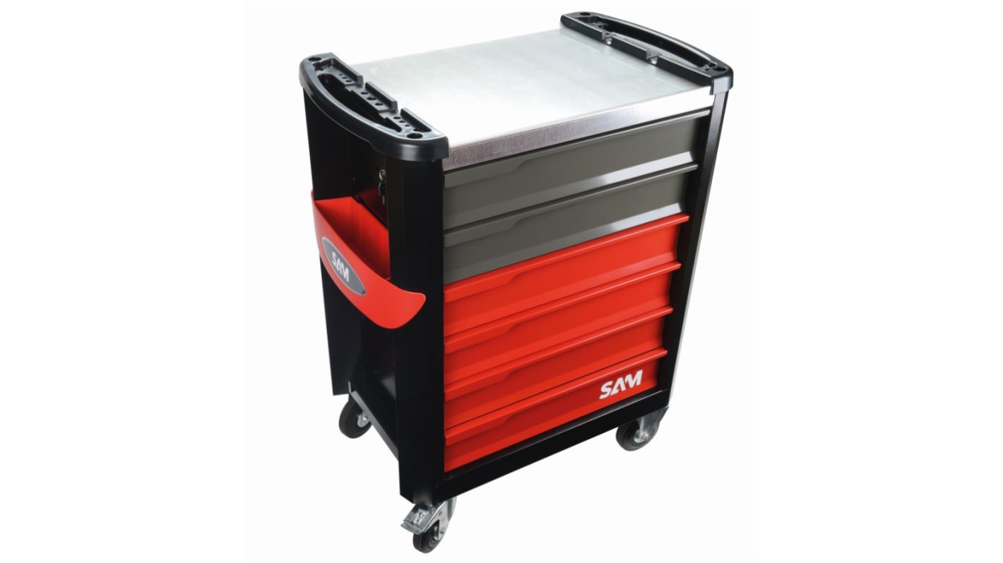 SAM 6 Drawer Galvanised Steel Wheeled Tool Trolley