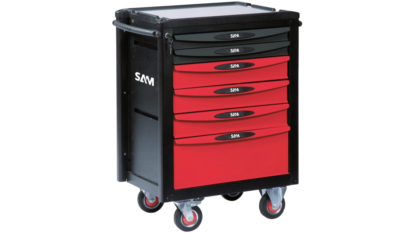 Carrello porta attrezzi SAM serie con ruote in ABS, 6 cassetti