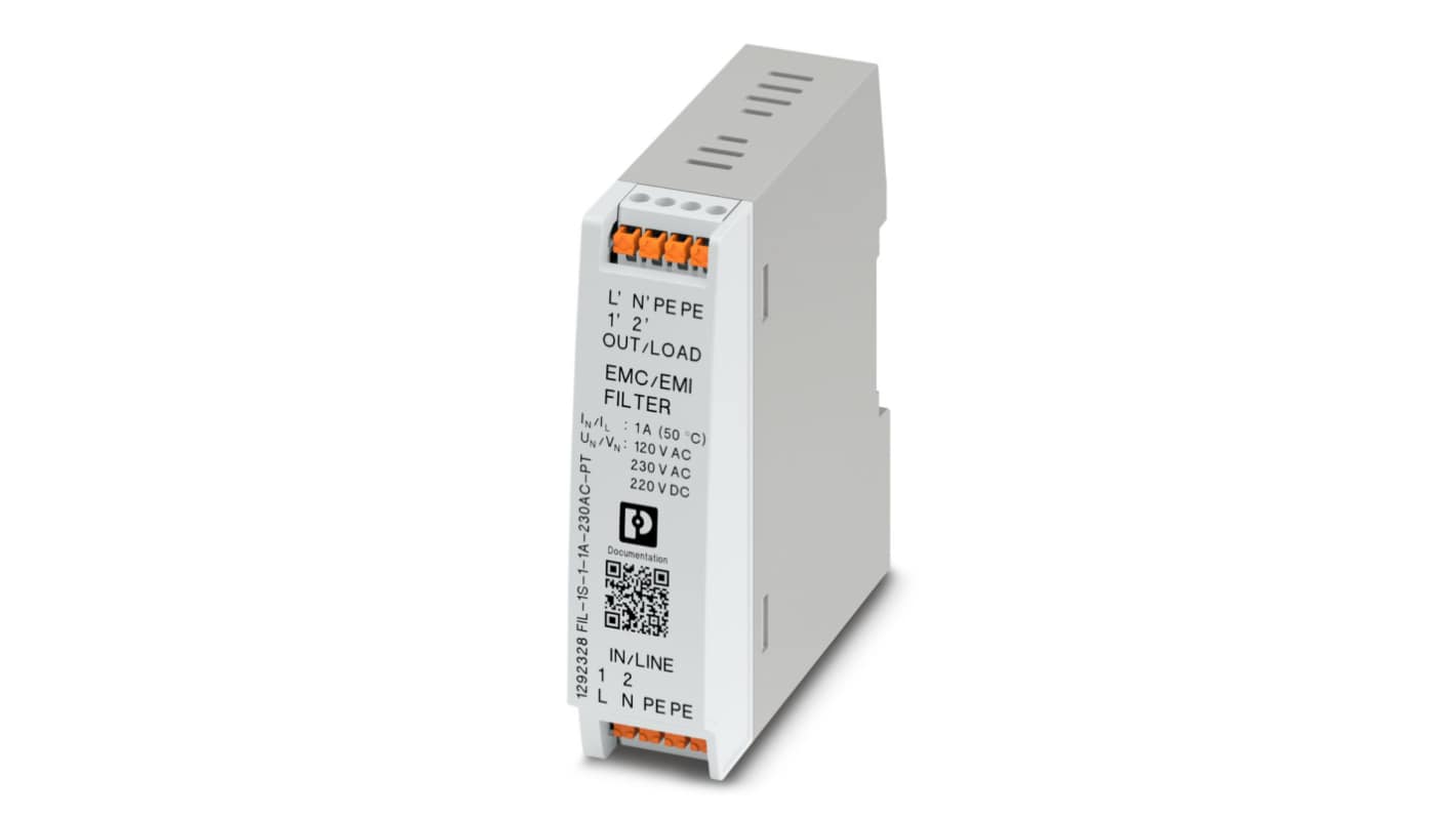 Phoenix Contact 1A 230 V ac, DIN Rail EMC Filter, Single Phase