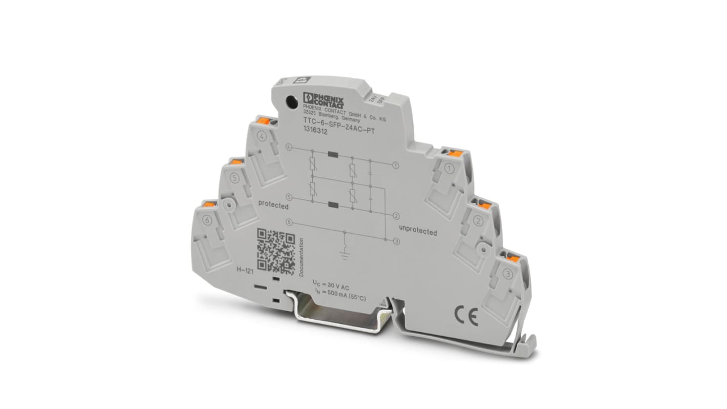 Phoenix Contact Surge Protector, 350A, 80V (Volts), DIN Rail Mount