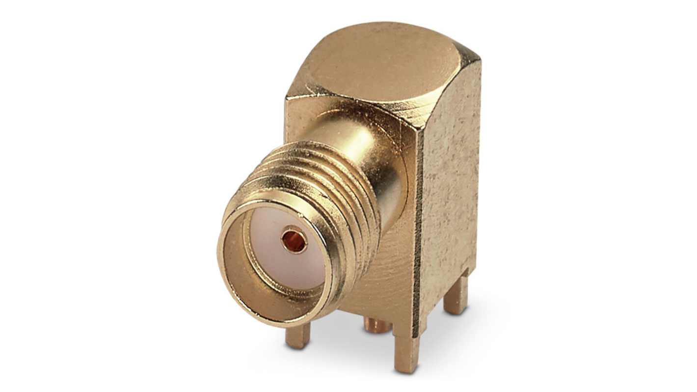 Phoenix Contact, Jack SMA Connector, Solder Termination, Right Angle Body