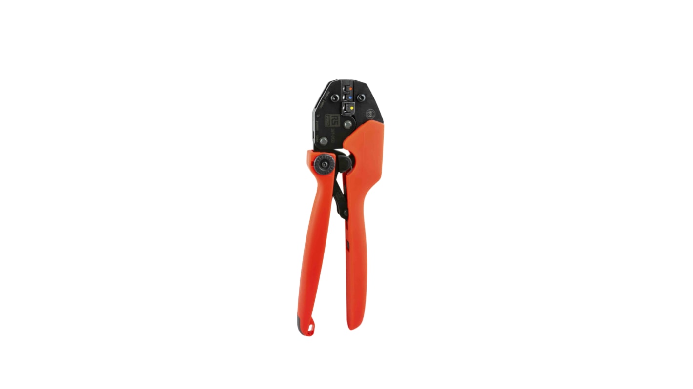 RS PRO Hand Ratcheting Crimp Tool for Insulated terminals red, blue, yellow, 0.5 → 6mm² Wire