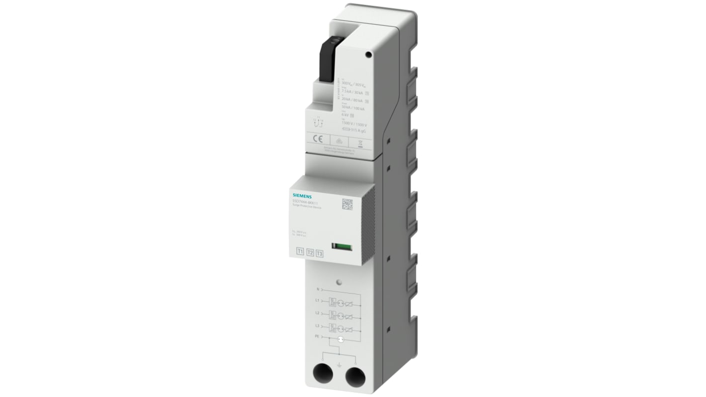 Protector de sobretensiones transitorias Fase3+N/PE, SCCR 25kA, 1,5kV, montaje: Sistema de barra colectora SENTRON