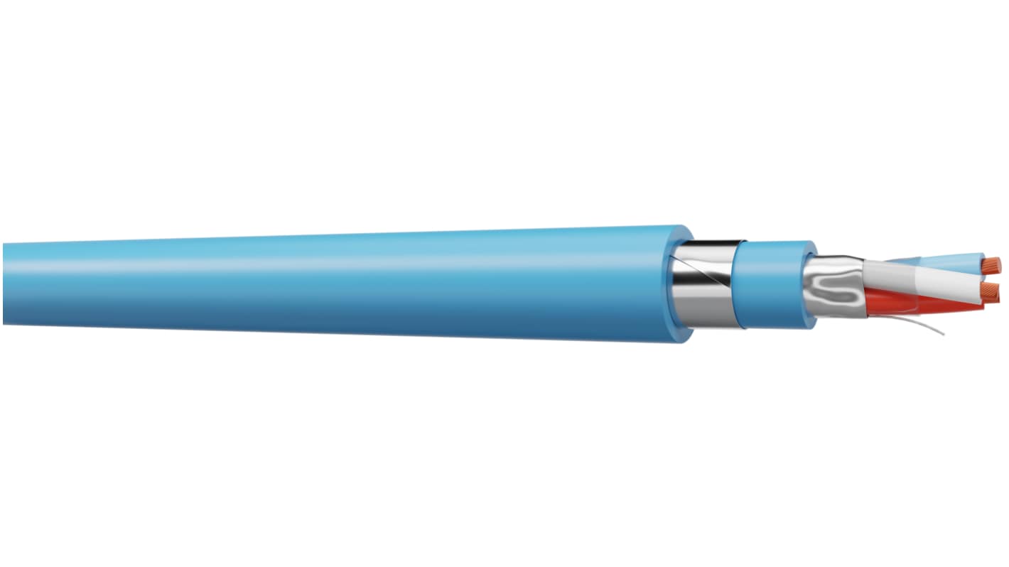 AXINDUS INSTRUM Instrument Cable, 3 Cores, 0.9 mm, EGFA, Screened, 100m, Blue PVC Sheath