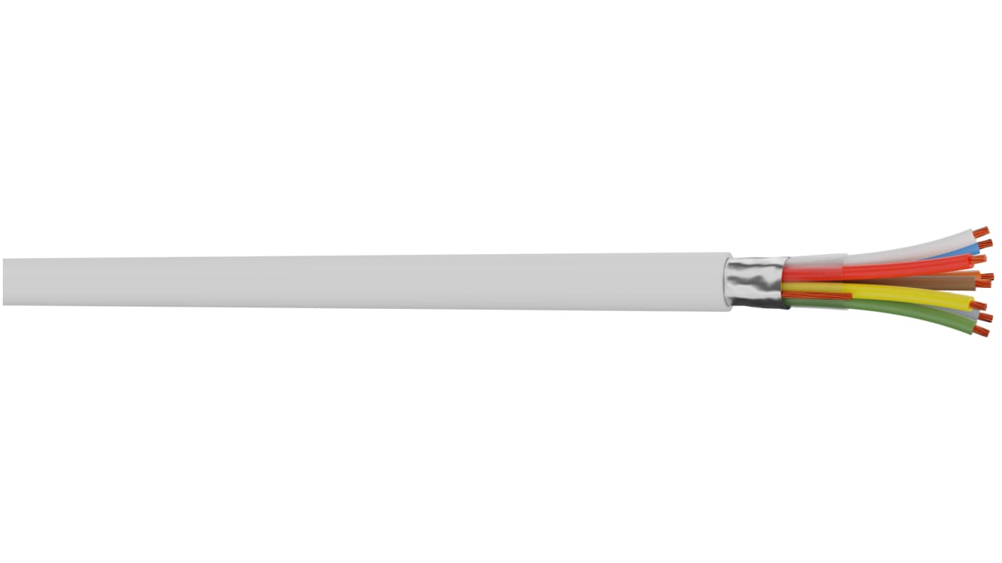 CAE Groupe 22 Control Cable, 22 Cores, 0.22 mm², Screened, 100m, White PVC Sheath