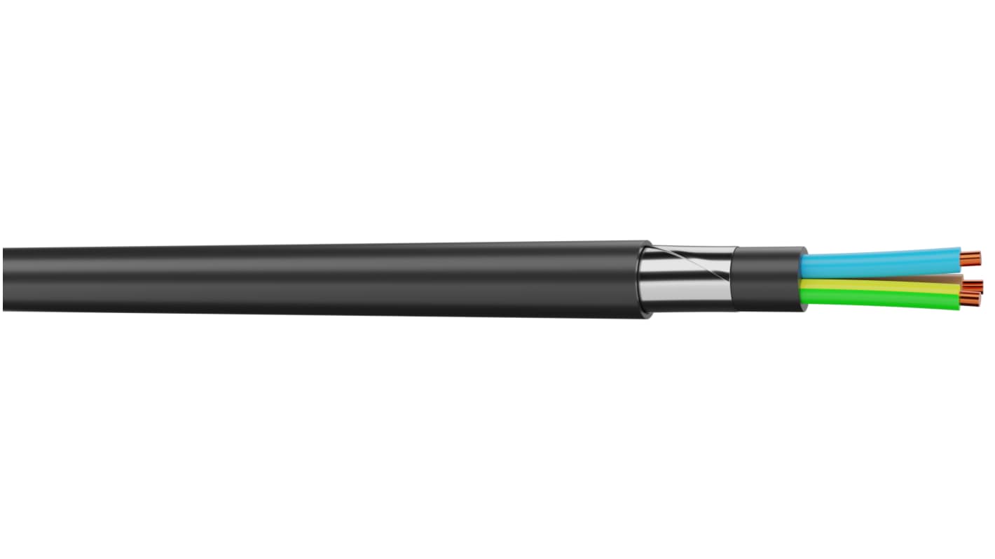 AXINDUS Armoured 1.5 mm² 27 Core Armoured Cable, Black Polyvinyl Chloride PVC, 100m