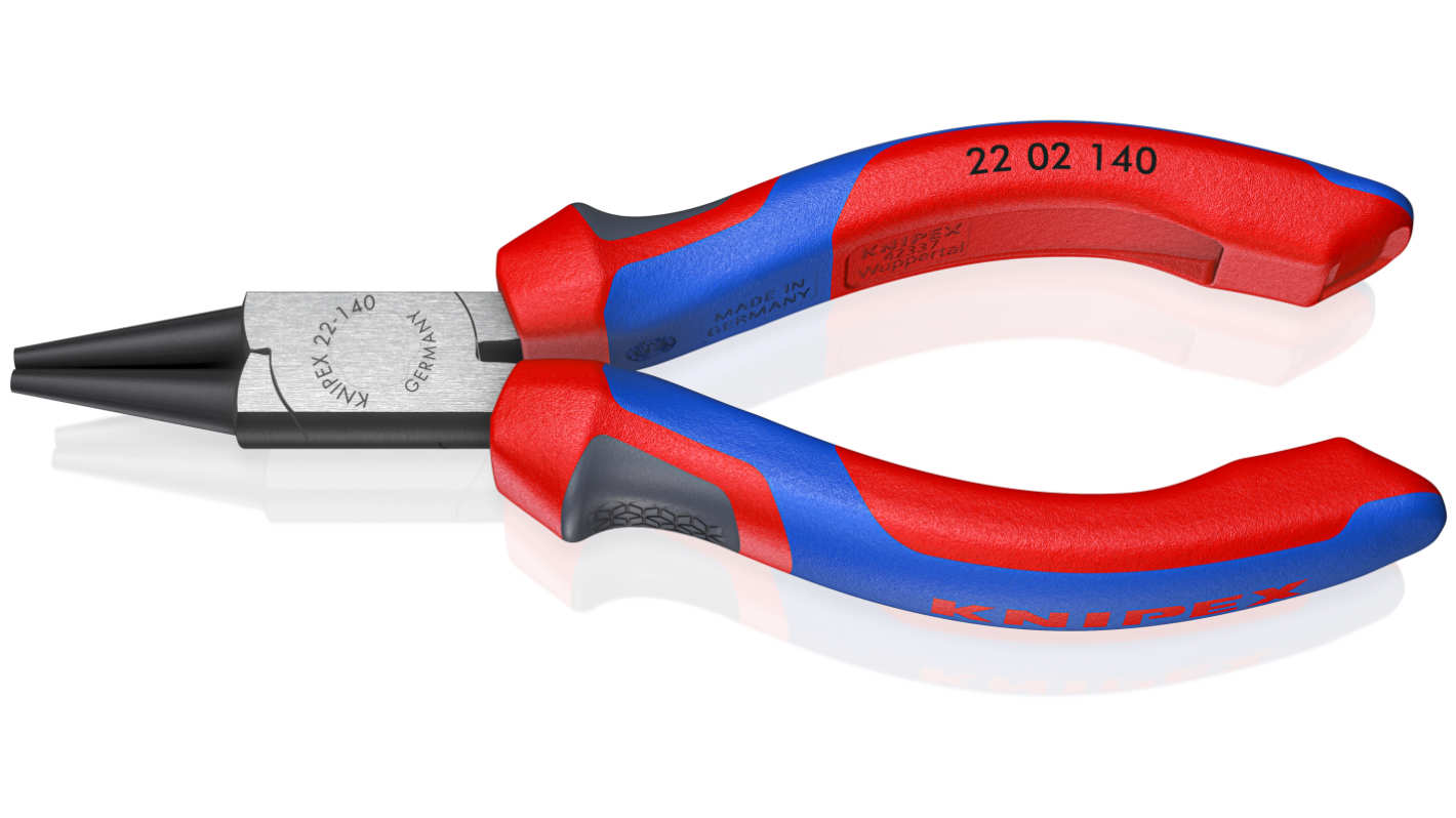Knipex Round Nose Pliers, 140 mm Overall, Pointed, Straight Tip, 28mm Jaw