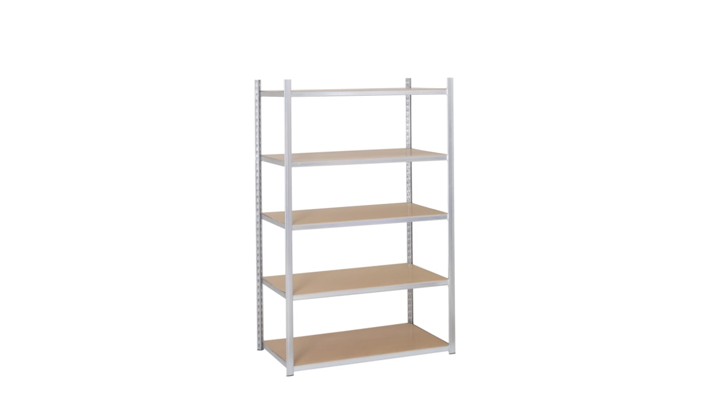 Manorga Galvanised 5 Shelf Galvanised Steel Quickshelf Starter Bay, 2000mm x 1000mm, 500mm, 300kg Load