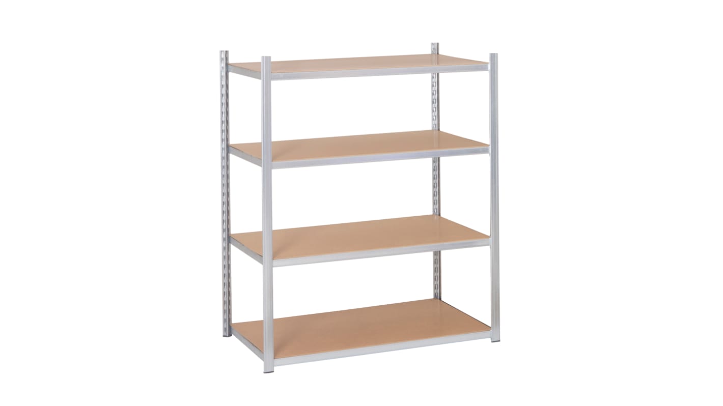 Manorga Galvanised 4 Shelf Galvanised Steel Quickshelf Starter Bay, 1760mm x 1000mm, 388mm, 221kg Load