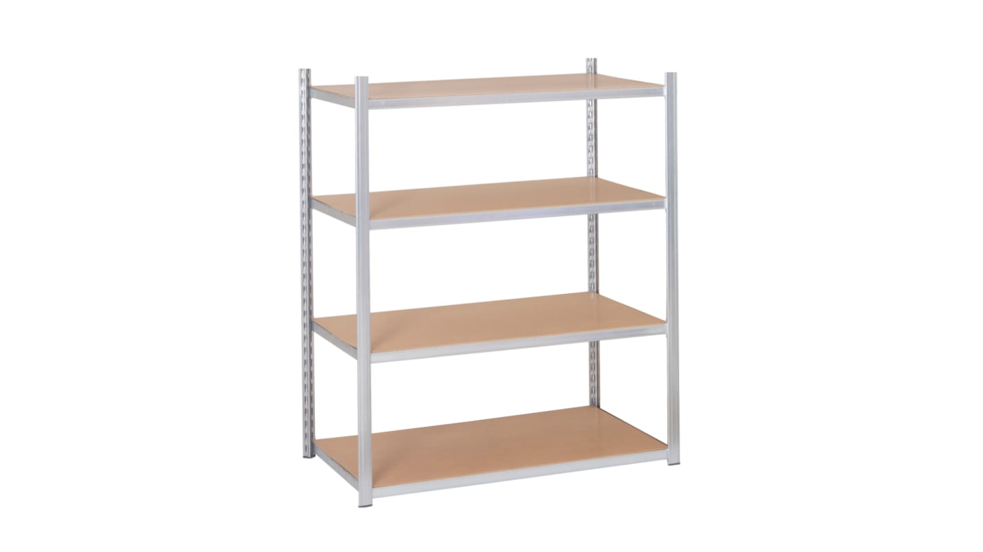 Manorga Galvanised 4 Shelf Galvanised Steel Quickshelf Starter Bay, 1760mm x 1000mm, 500mm, 300kg Load