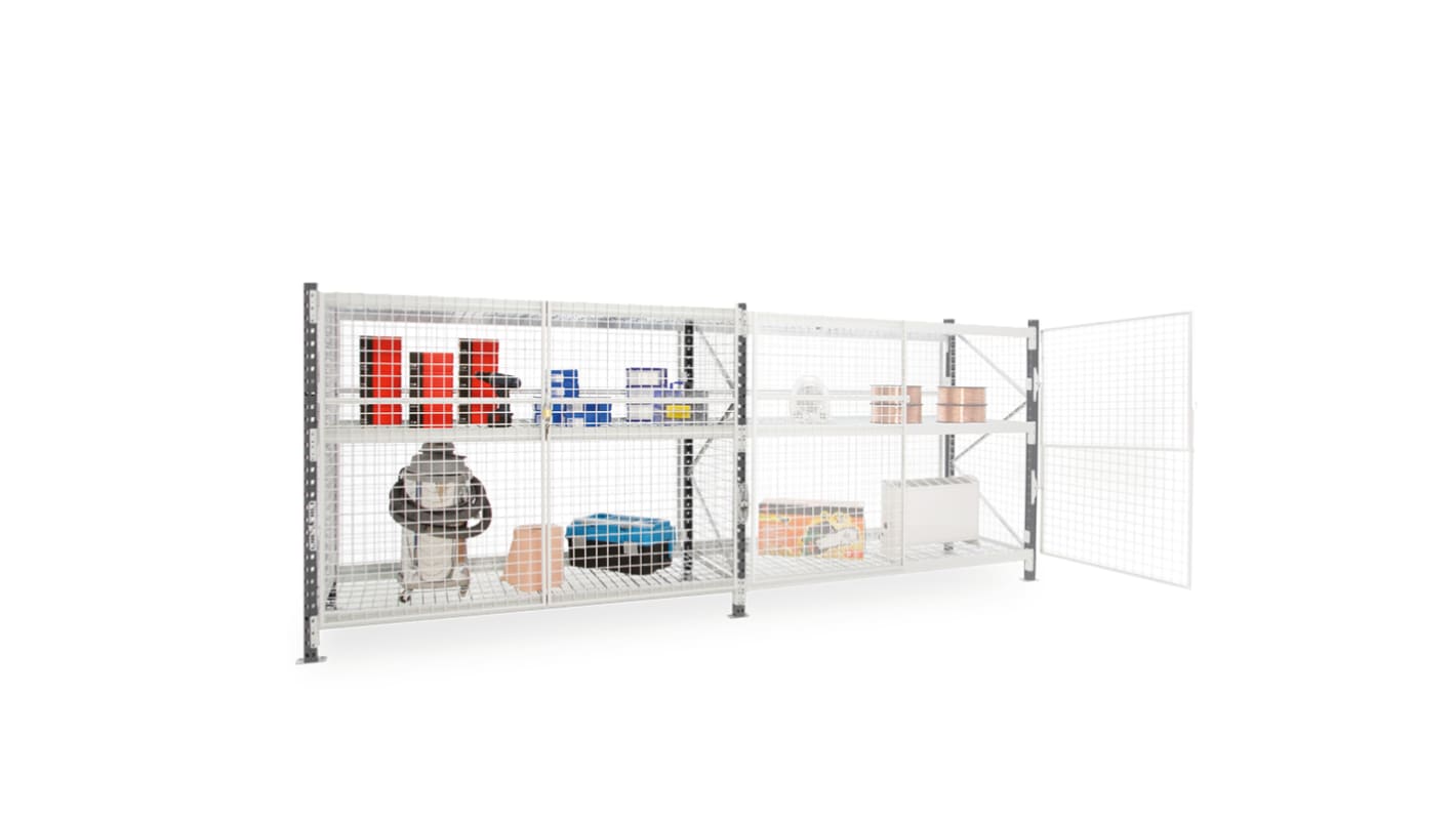 Manorga RAL 7035 Light Grey 2 Shelf Galvanised Steel Modular Shelving Extension Bay, 2000mm x 1800mm, 800mm, 683kg Load