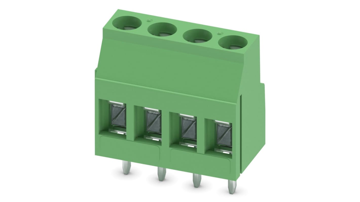 Phoenix Contact MKDS Series PCB Terminal Block, 4-Contact, 5.08mm Pitch, PCB Mount, 1-Row, Screw Termination