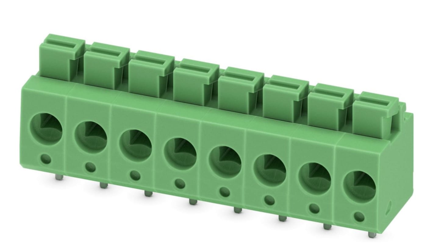Phoenix Contact PTS Series PCB Terminal Block, 8-Contact, 5mm Pitch, PCB Mount, 1-Row, Push In Spring Termination