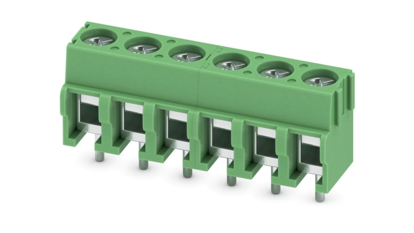 Phoenix Contact PT Series PCB Terminal Block, 6-Contact, 5mm Pitch, PCB Mount, 1-Row, Screw Termination