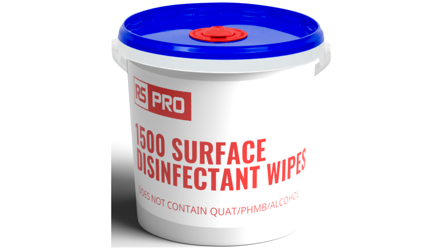 RS PRO P1318 Wet Disinfectant Wipes, Bucket of 1500