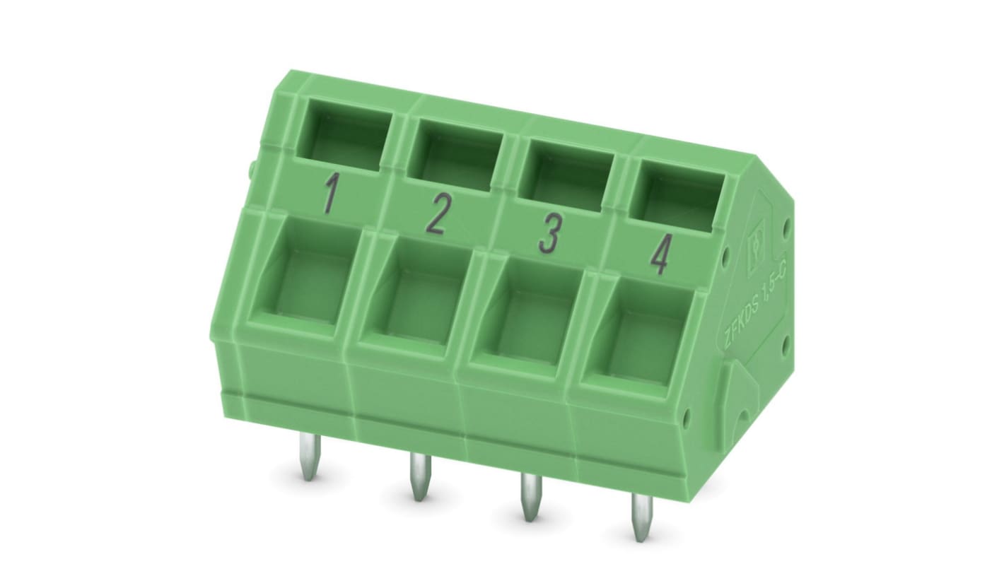 Phoenix Contact PCB端子排, 4p, 5mm间距, 16A, PCB安装, PCB端接, 0- 4- EXPROFINET1, 5C-5, ZFKDSA 1系列