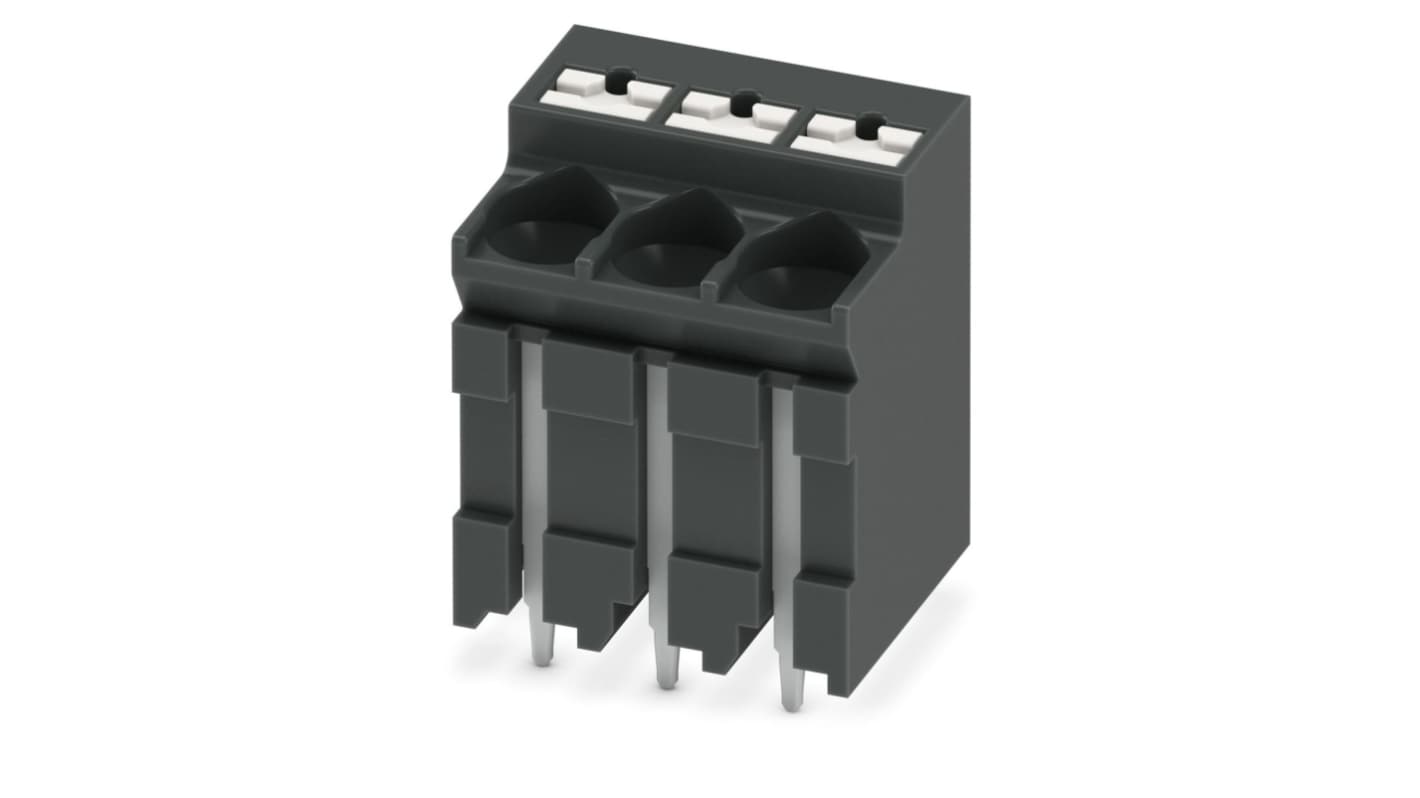 Phoenix Contact 0 P20 R32, 5/ 3-V-5, SPT-THR 2 Series PCB Terminal Block, 3-Contact, 5mm Pitch, Through Hole Mount,