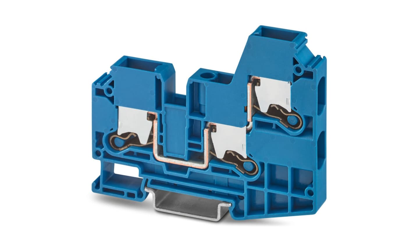 Phoenix Contact 1329605 XTV 10-TWIN BU Series Blue, 10mm², Single-Level, Push In Termination