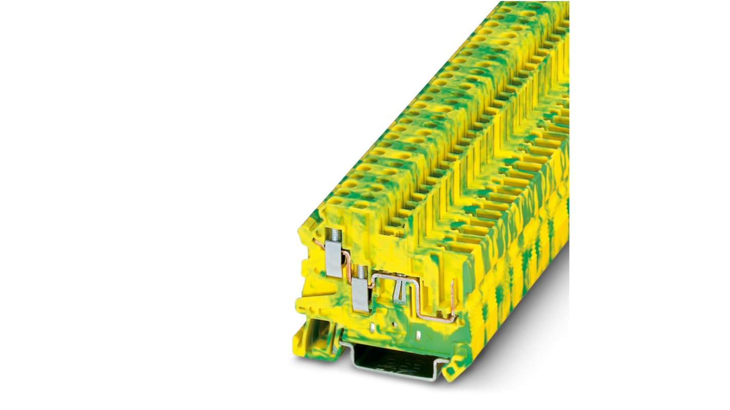 Phoenix Contact 3060513 UT 2.5-TWIN/1P-PE Series Green, Yellow, 2.5mm², 1-Level, Plug In, Screw Termination