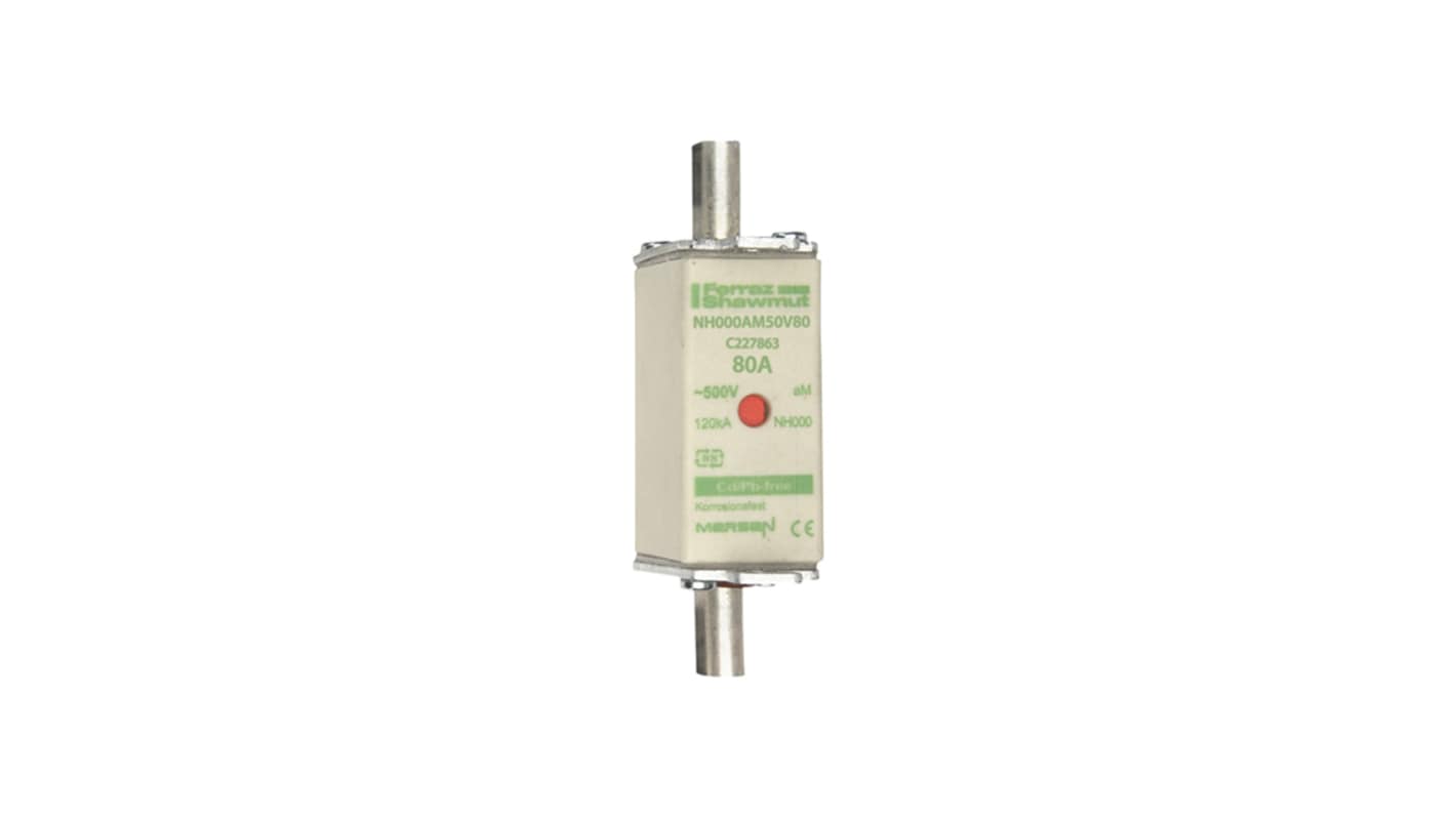 Mersen 80A NH Fuse, NH000, 500V ac