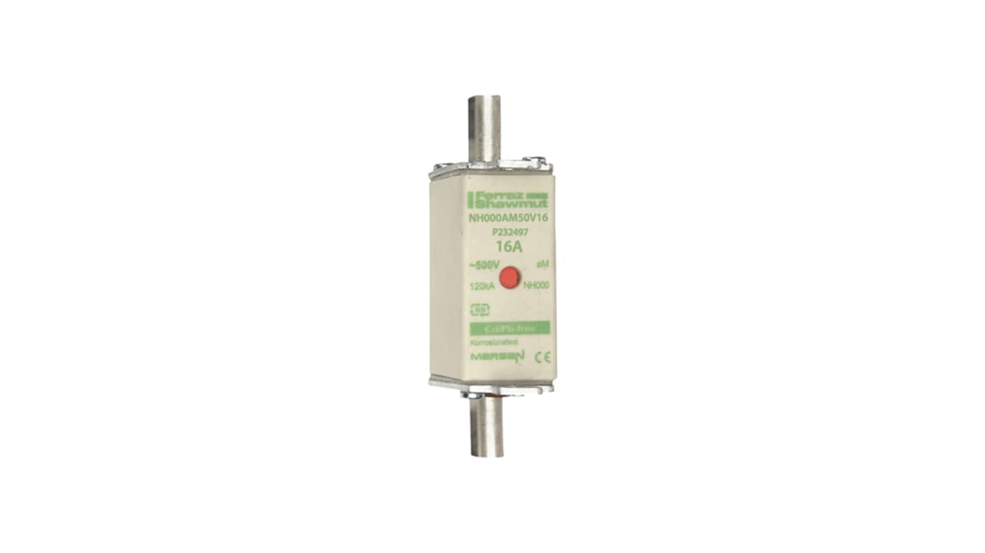 Mersen 16A NH Fuse, NH000, 500V ac
