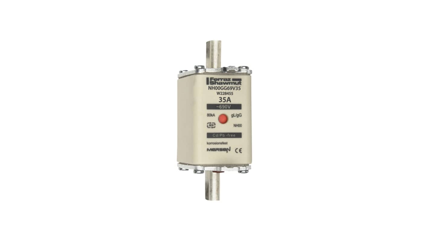 Mersen 35A NH Fuse, NH00, 690V ac