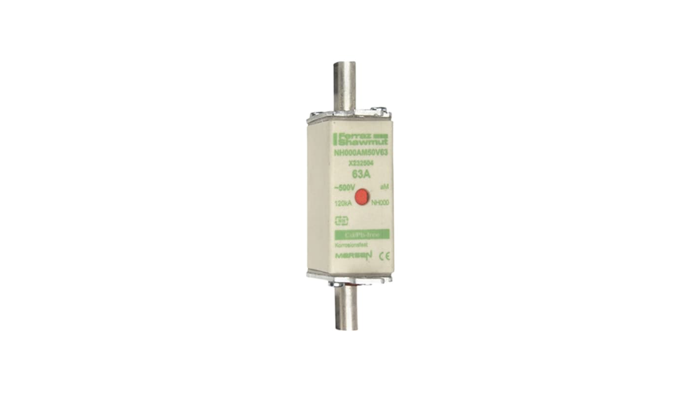 Mersen 63A NH Fuse, NH000, 500V ac