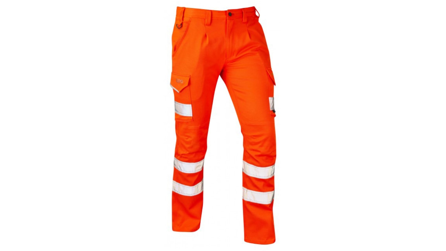 Pantalon haute visibilité Leo Workwear CT04O, taille 32pouce, Orange, Haute visibilité