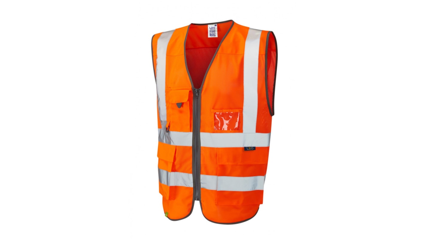 Leo Workwear Orange XL Warnweste, Reißverschluss, Flammhemmend