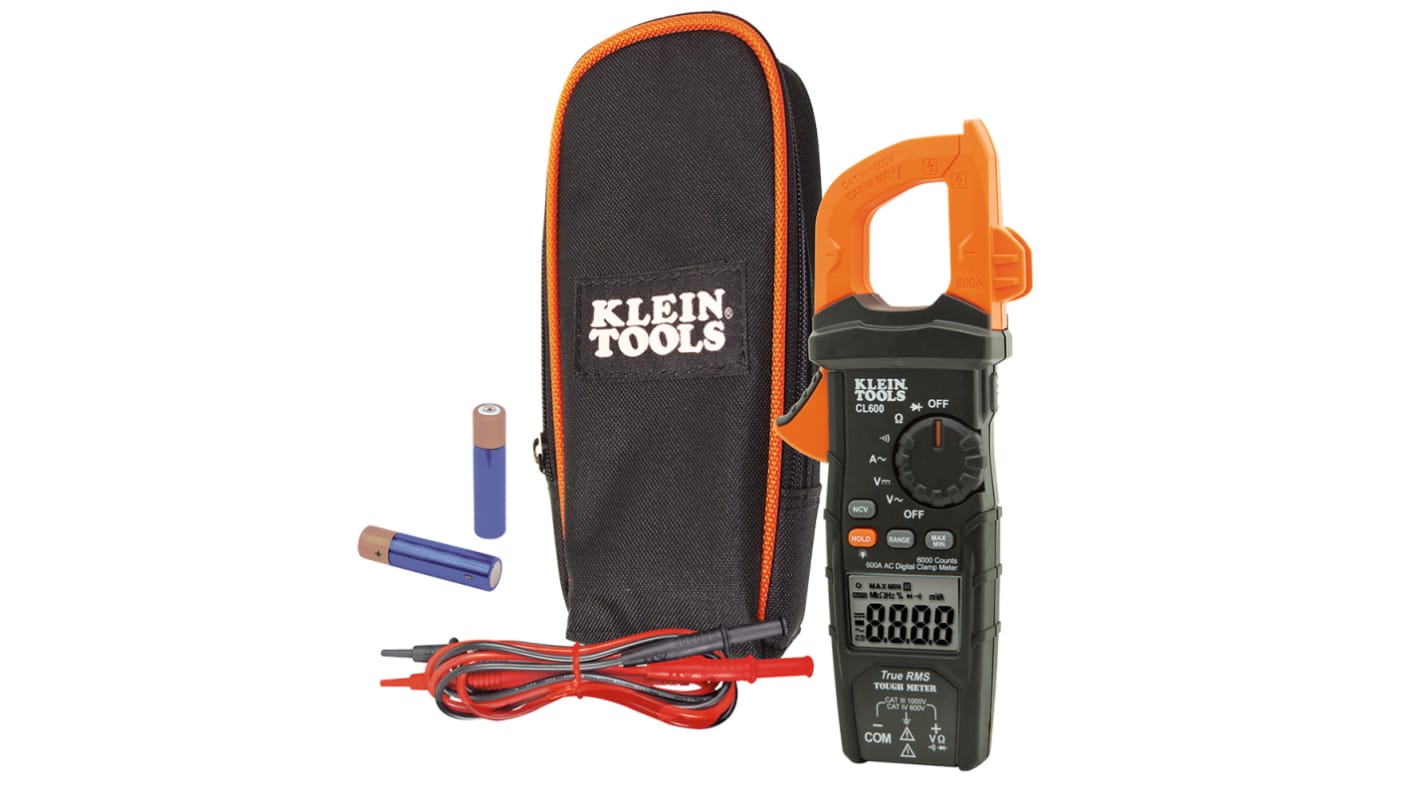 Klein Tools CL600 交流钳形表, 真有效值, 600A 交流, 1000V 交流, 符合CAT III 1000V