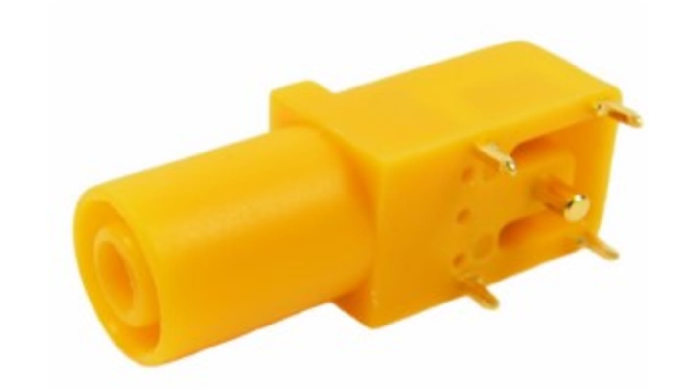 RS PRO Yellow Female Banana Socket, 4 mm Connector, Solder Termination, 24A, 1000V, Gold Plating