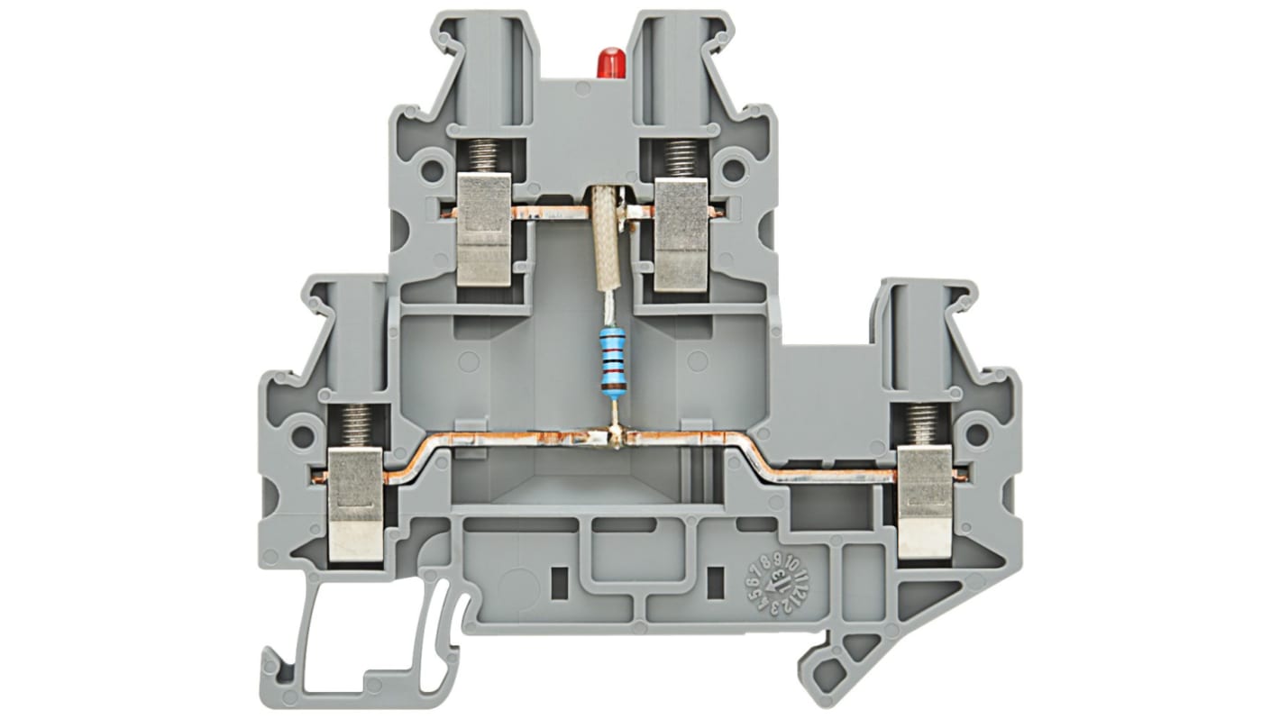 Siemens 双层导轨式接线端子, 24 V, 2.5mm²CSA, 螺钉端接, 灰色, 8WH系列