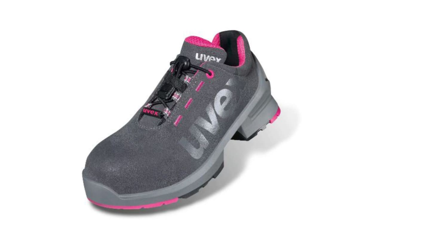8562835 Uvex Uvex 1 Women s Grey Pink Non Metallic Toe Capped Safety Shoes UK 3 EU 35 RS