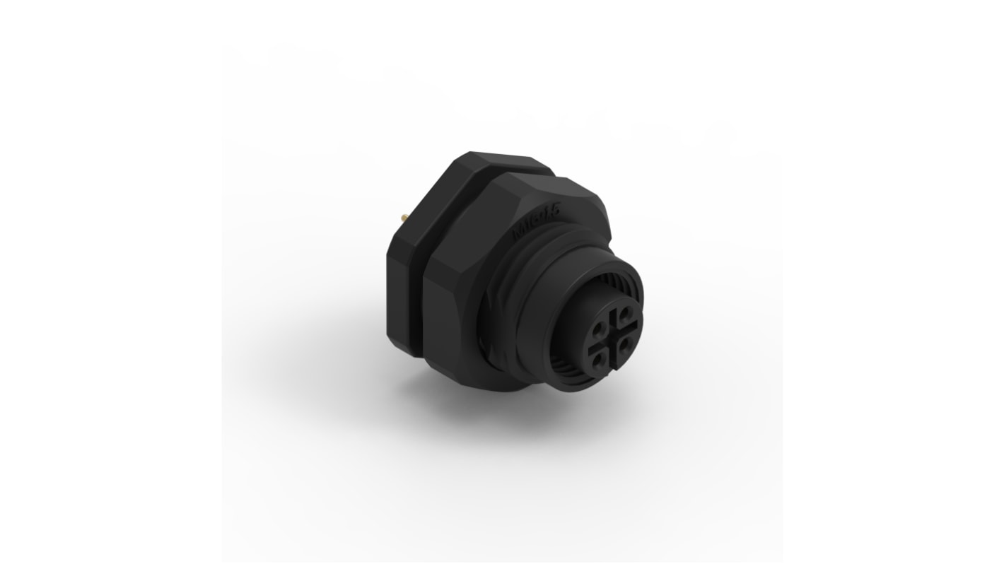 Wurth Elektronik Circular Connector, 4 Contacts, Panel Mount, M12 Connector, Socket, Female, IP68, WR-CIRC Series