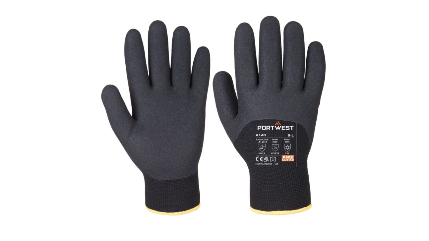 Portwest Black Cold Resistant Gloves, Size 10