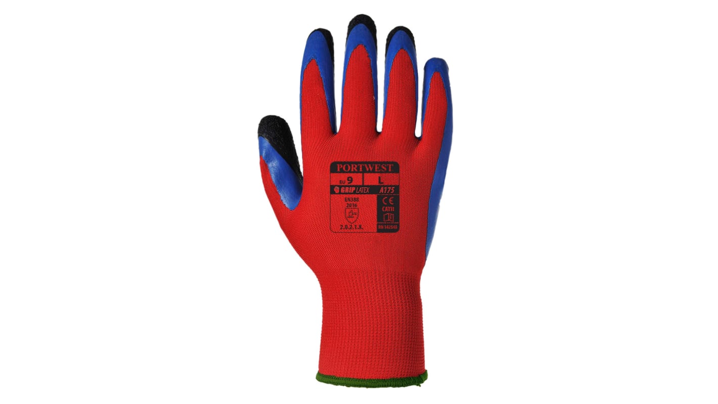 Portwest Purple Latex Extra Grip Gloves, Size 10, Latex Coating