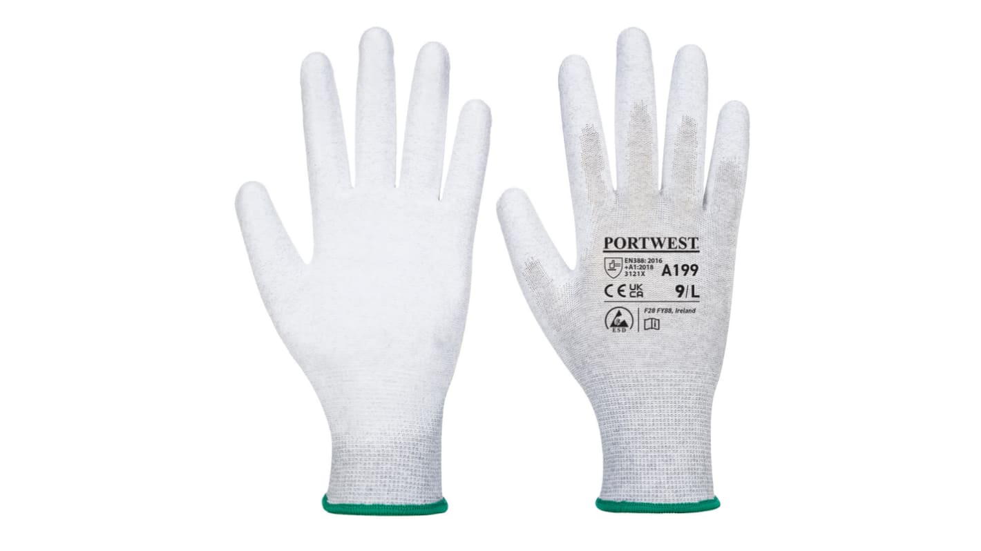 Portwest A199 Arbeitshandschuhe Größe 9 ESD-Sicherheit Nylon Grau 1Paar