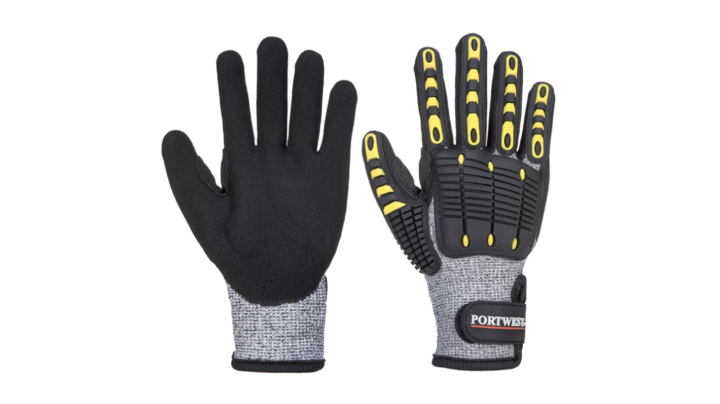 Portwest Grey Elastane Impact Protection Gloves, Size 10, Nitrile Foam Coating