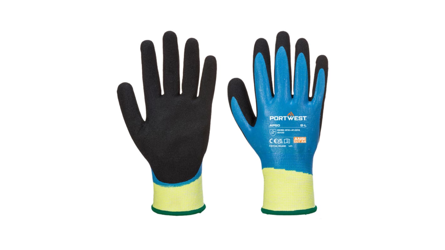 Guantes de Nitrilo Azul Portwest, talla 9, con recubrimiento de Nitrilo