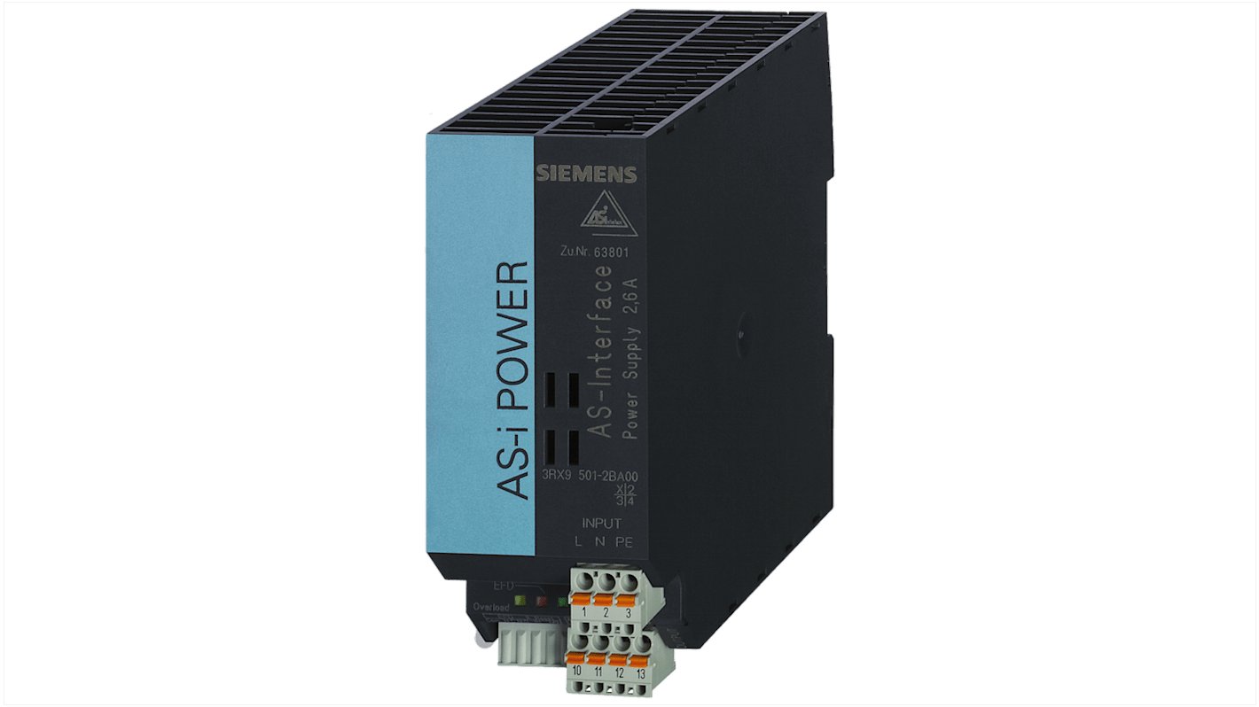 Zasilacz Siemens Power Supply Unit 3RX9 DC Interfejs AS 3RX95012BA00 125 x 50 x 125 mm