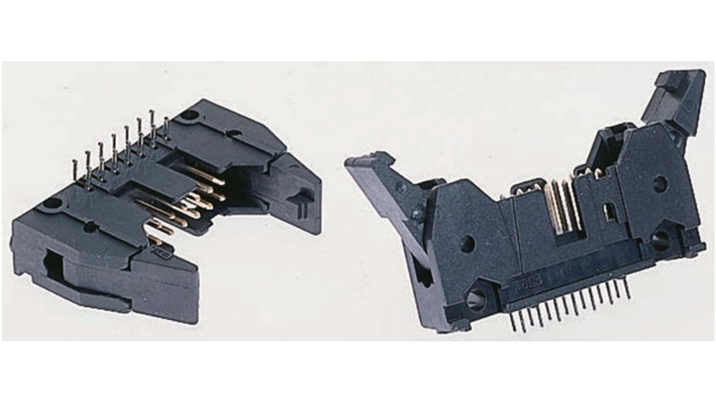TE Connectivity AMP-LATCH Series Right Angle Through Hole PCB Header, 20 Contact(s), 2.54mm Pitch, 2 Row(s), Shrouded