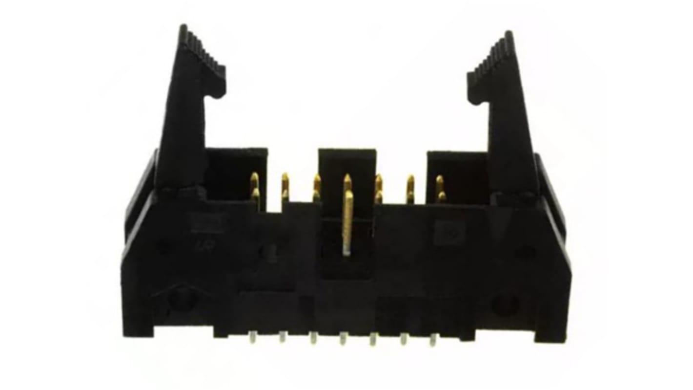 TE Connectivity AMP-LATCH Series Straight Through Hole PCB Header, 14 Contact(s), 2.54mm Pitch, 2 Row(s), Shrouded