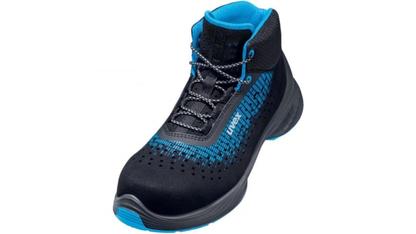 Uvex 1 Black, Blue ESD Safe Composite Toe Capped Unisex Safety Boot, UK 3, EU 35