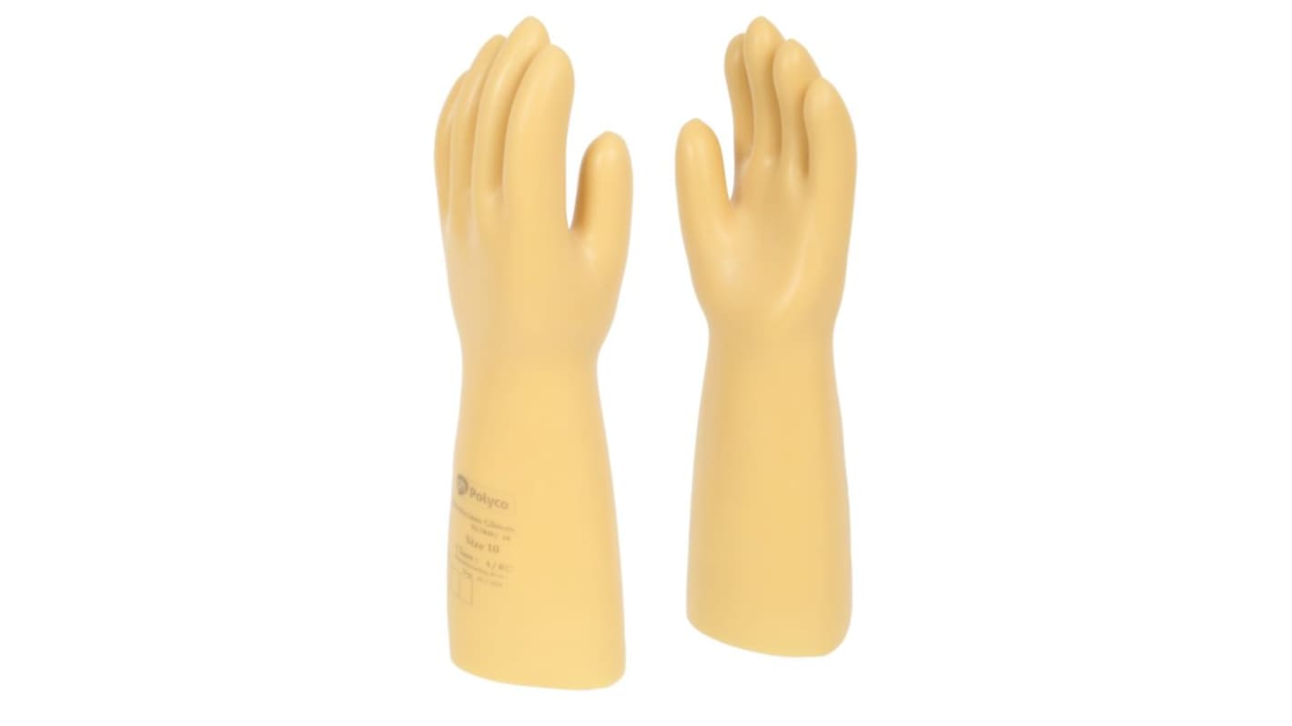 Polyco Healthline Yellow Latex Electrical Insulating Gloves, Size 11, Latex Coating
