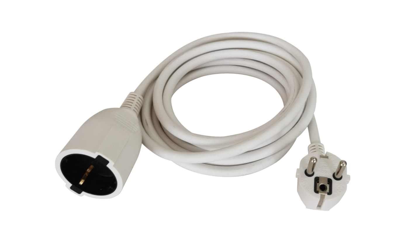 RS PRO 10m 1 Socket Type F - German Schuko Extension Lead, 250 V, IP20
