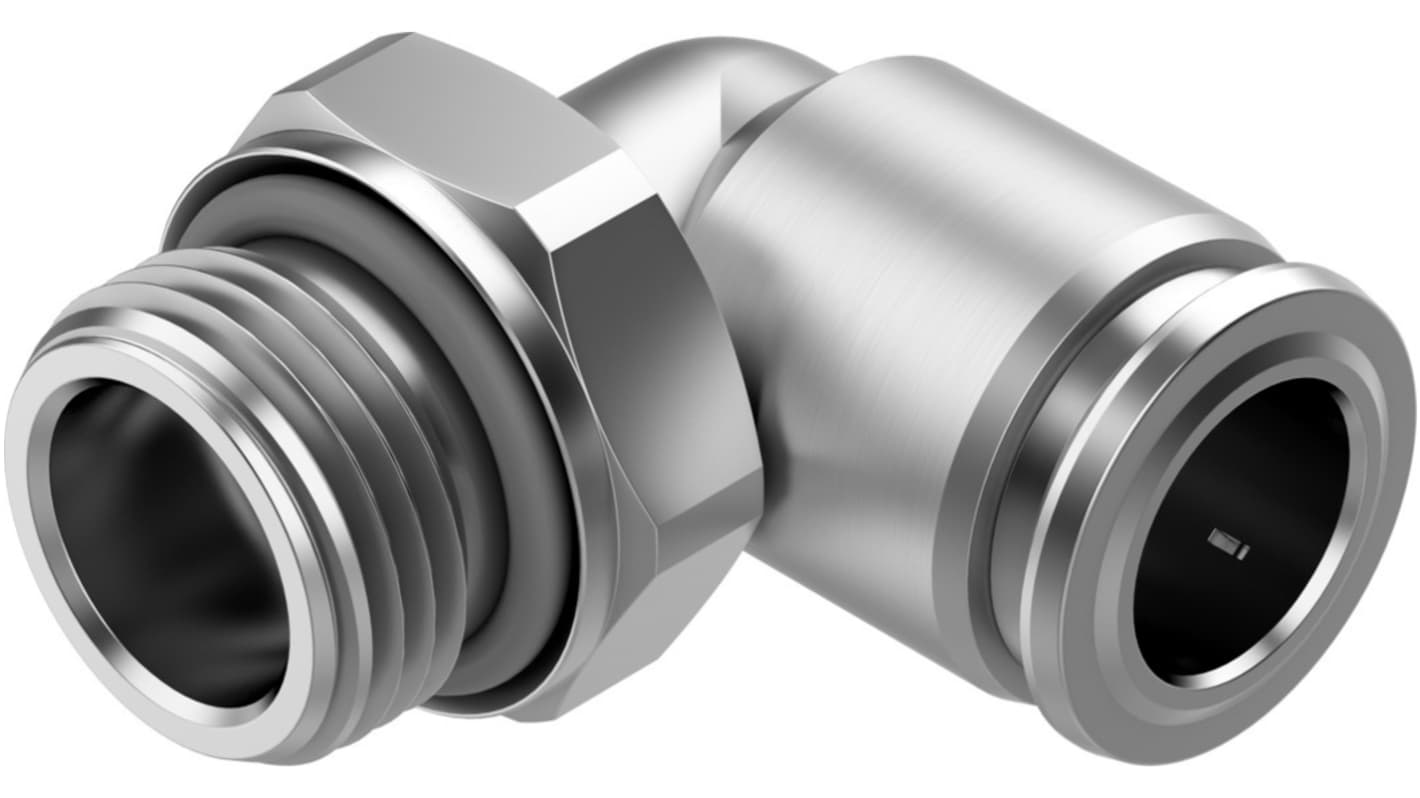 Festo NPQR Series Elbow Threaded-toTube Adaptor, G 3/8 Male to 10 mm, Threaded-to-Tube Connection Style, 8085686