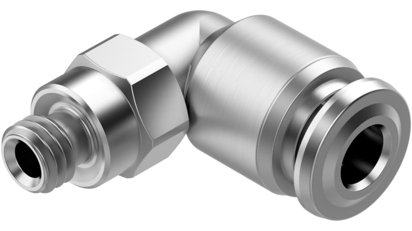 Festo NPQR Series Elbow Fitting, M5 Male to For tubing outside diameter 4 mm, Threaded-to-Tube Connection Style, 8085679